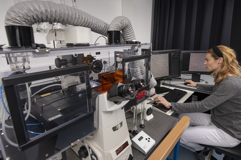 Girl using equipment